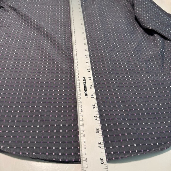 Tasso Elba Mens Shirt Large 16-16.5 Gray Plaid Business Career Professional Work - Picture 9 of 10